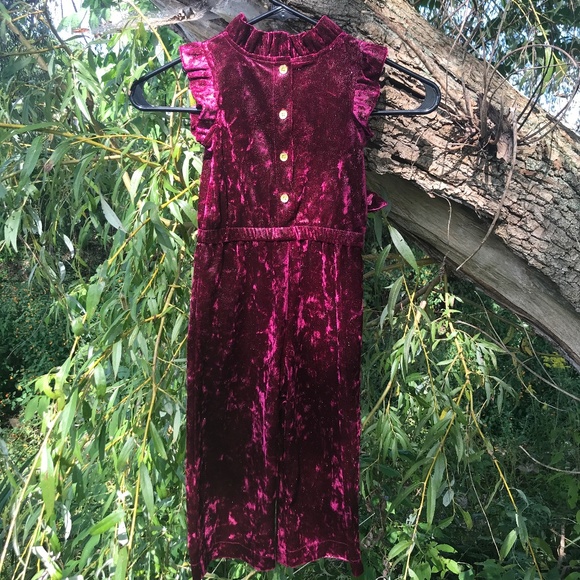 🔸5/20$!!! Crushed Velvet Sparkly Burgundy Pantsuit With Ruffles-EUC - Picture 6 of 9